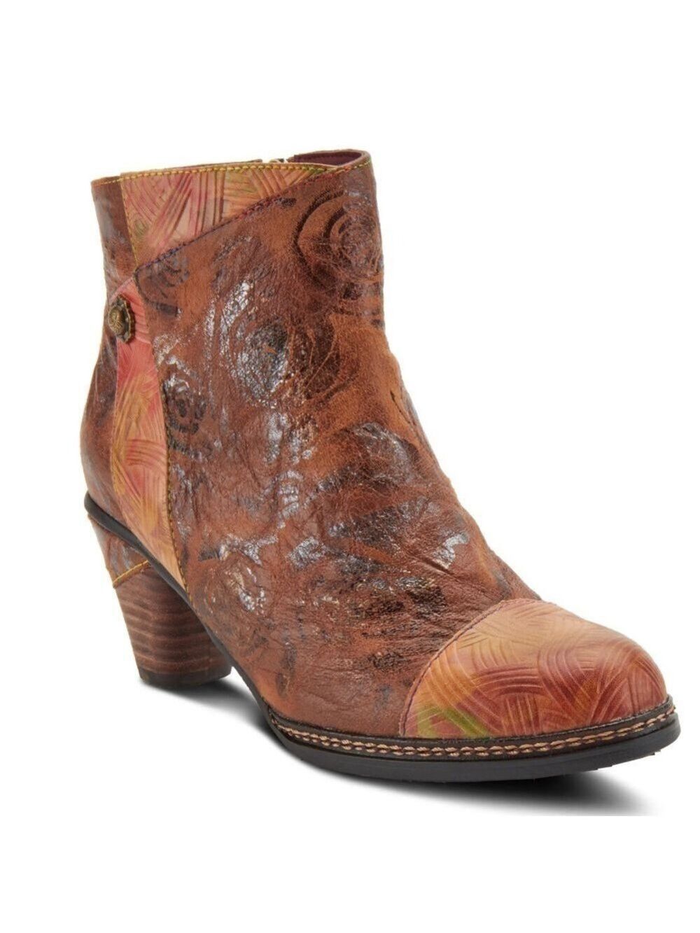 L'artiste Spring Step Waterlily BoHo Artsy Art to Wear Leather Ankle Boots 10.5